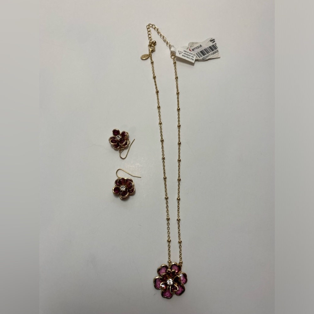 Jewelry Set 2028 Brand Necklace Set Gold Purple Crystal Sparkly Shiny 16” New
